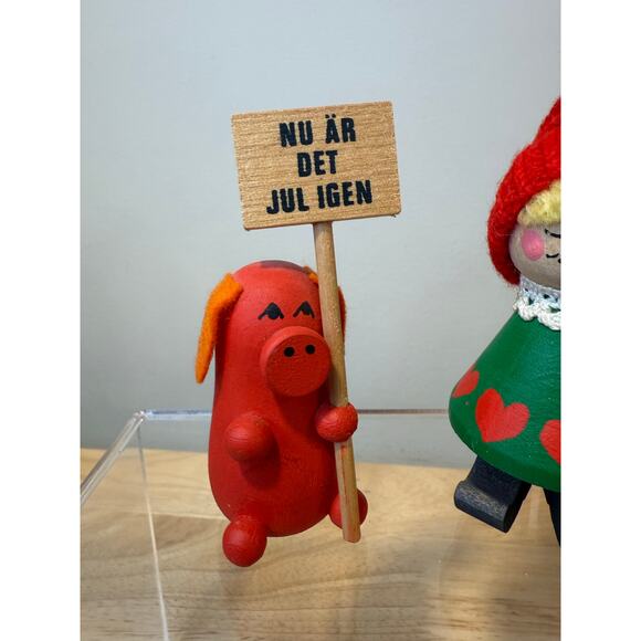 Pair of Ljungstroms Of Sweden Tomte Wooden Figures Christmas Holiday God Jul JL - Picture 2 of 12